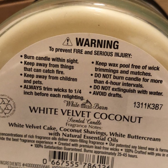 NWT Bath & Body Works White Velvet Coconut 3 wick candle. - Picture 5 of 8